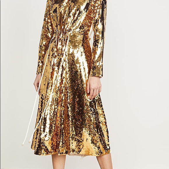 Tibi Ivory/Gold midi NWT XS high neck - Picture 7 of 11